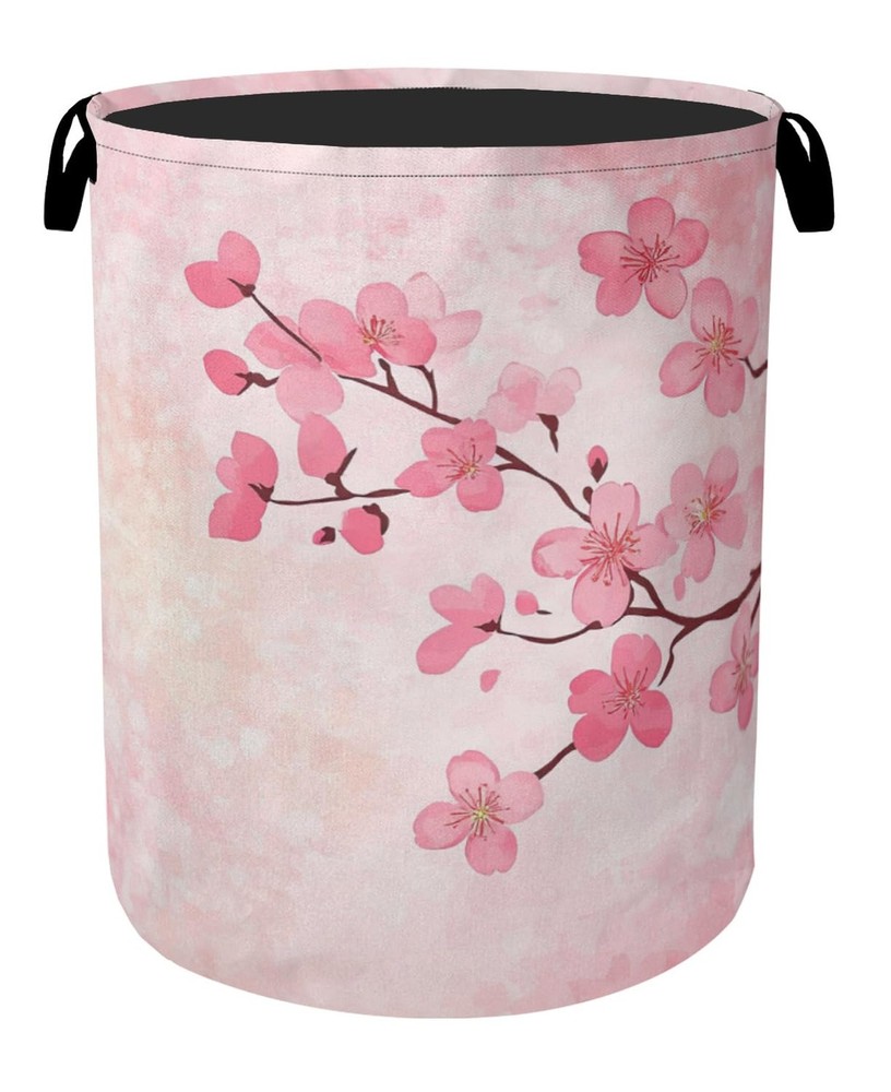 Pink Cherry Blossoms Laundry Basket - Extra Large Foldable Laundry Hamper for...