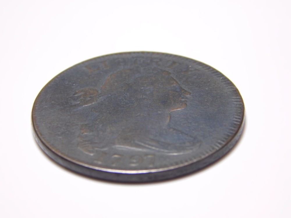 OLD US COIN 1797 DRAPED BUST LARGE CENT w/STEMS PENNY