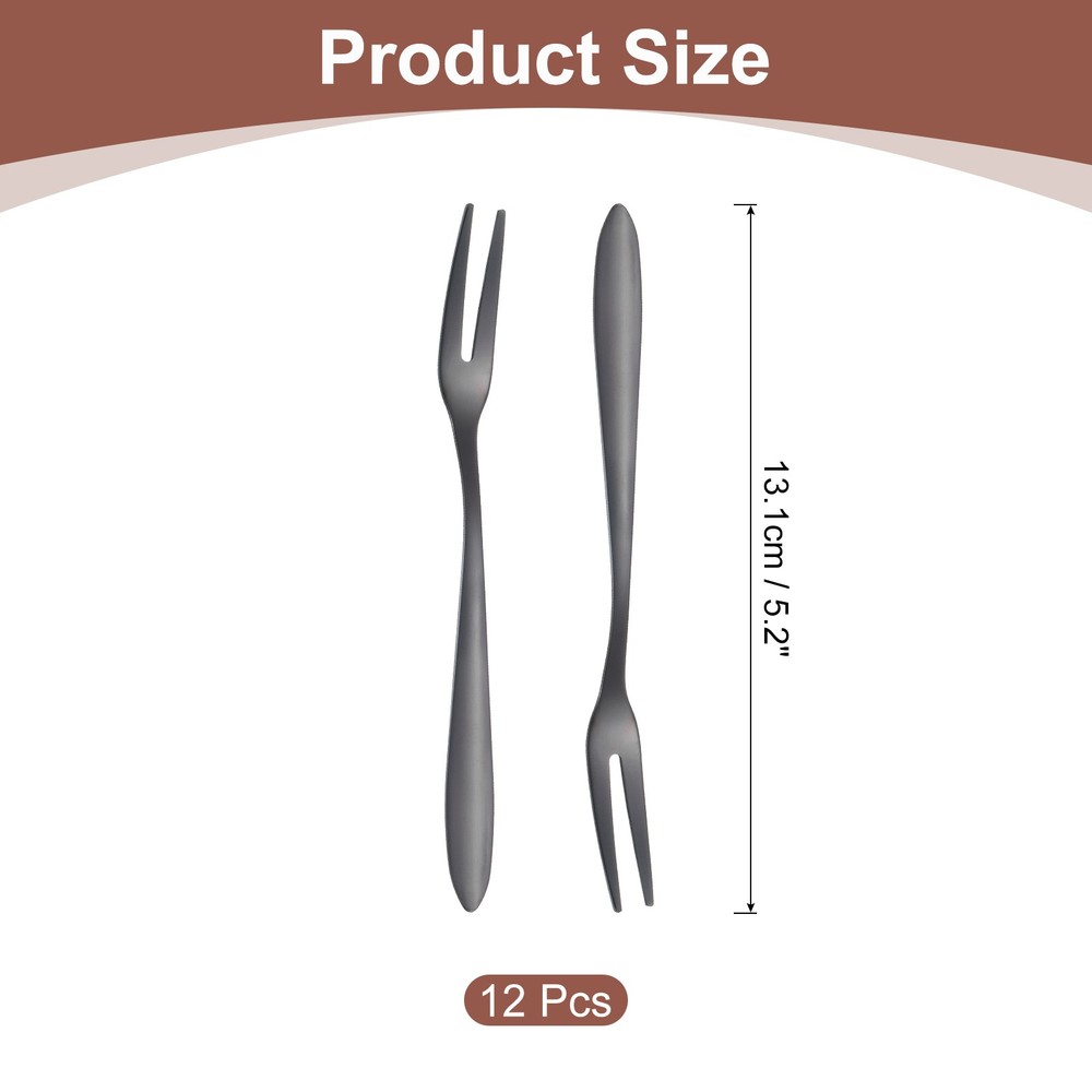 12 Pcs Pickle Fork, 5.2 Inch Olive Fork Long Handle, Black