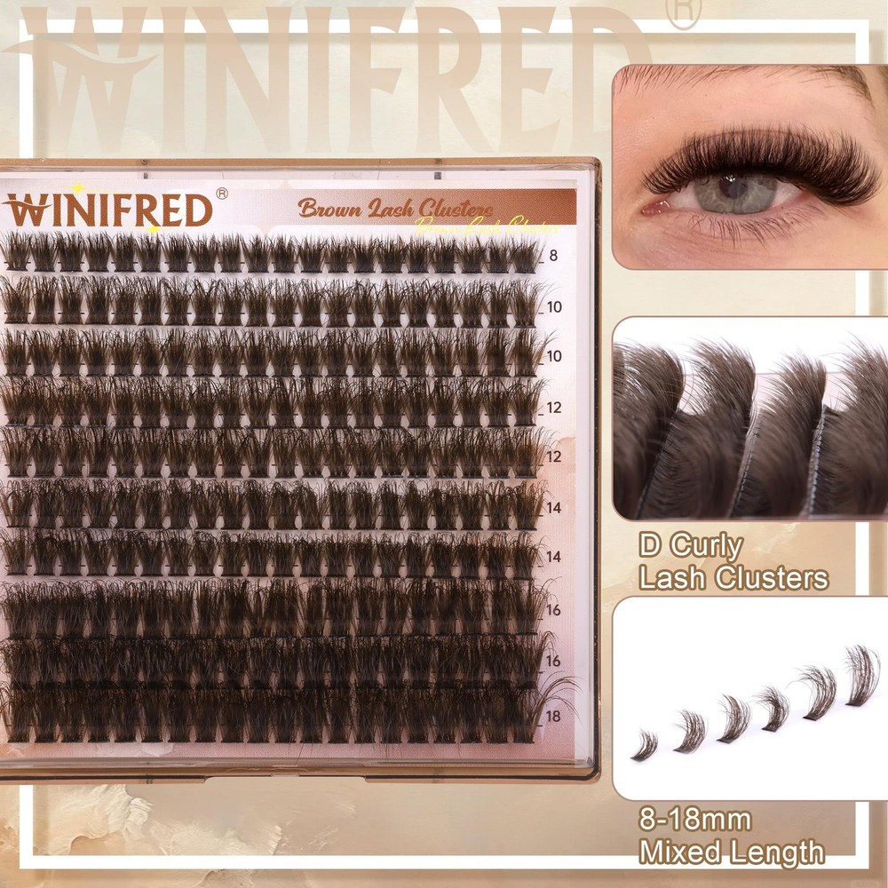 Brown Lash Clusters Dark Individual Lashes Wispy Thick Volume