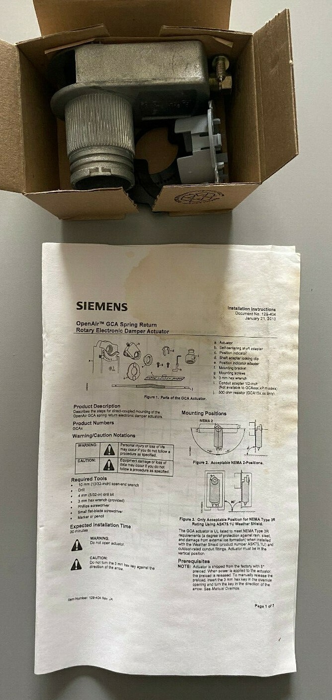 Siemens Damper Electronic Actuator GCA121.1P