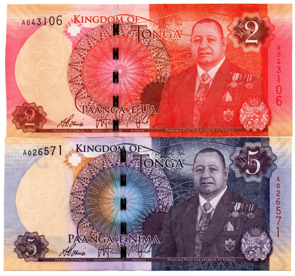 Tonga 5 + 2 Pa'anga 2 PCs Gem UNC