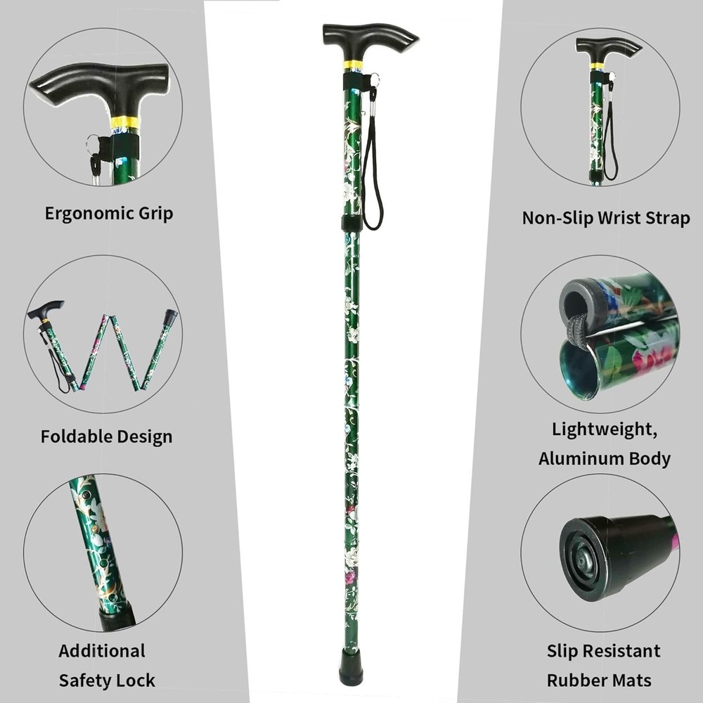 5-Level Adjustable Height Lightweight Portable Foldable Walking Canes