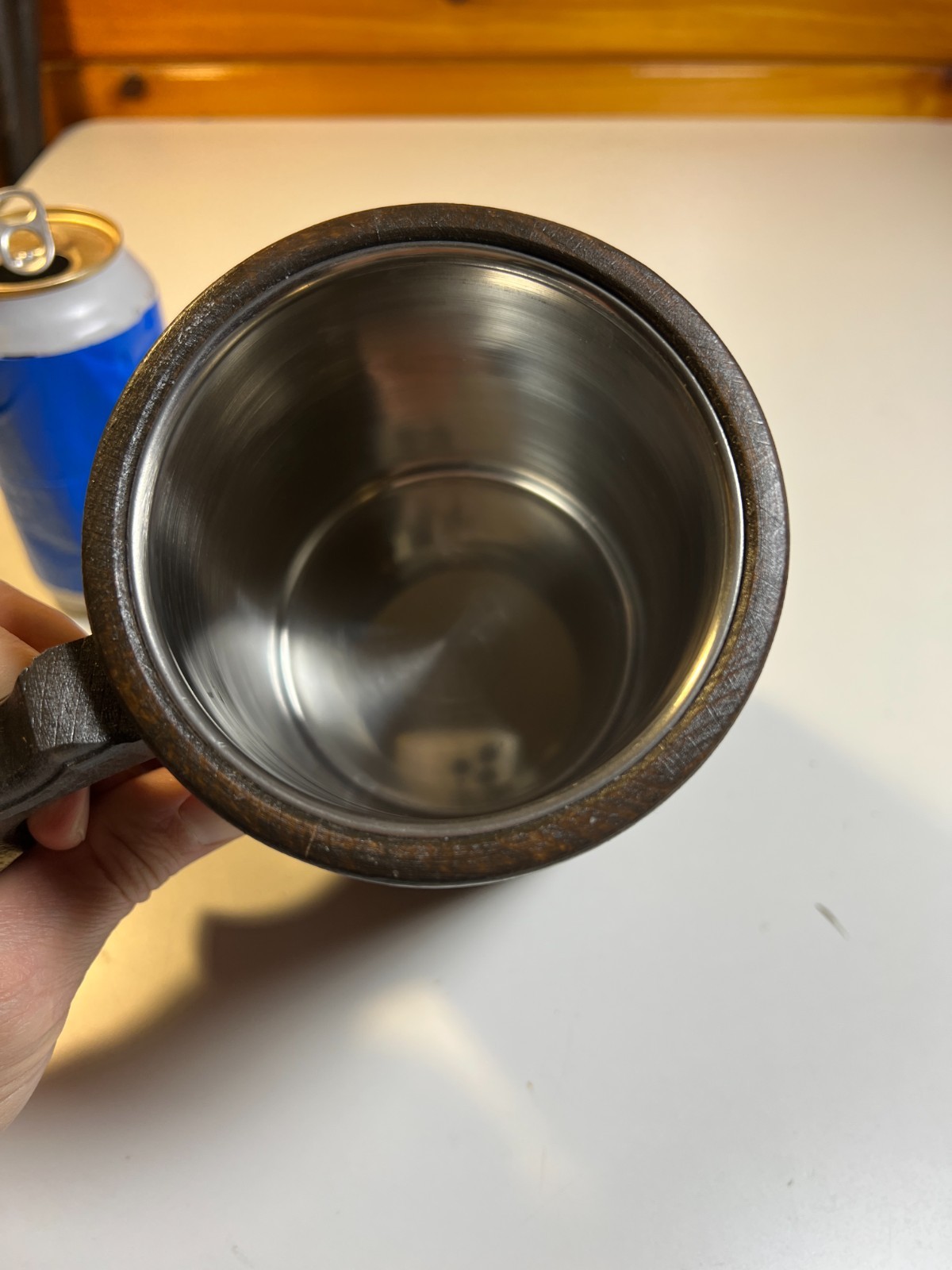 Medieval Wooden Wood Tankard Mug Cup Stein D&D Tavern LARP Stainless Steel DnD