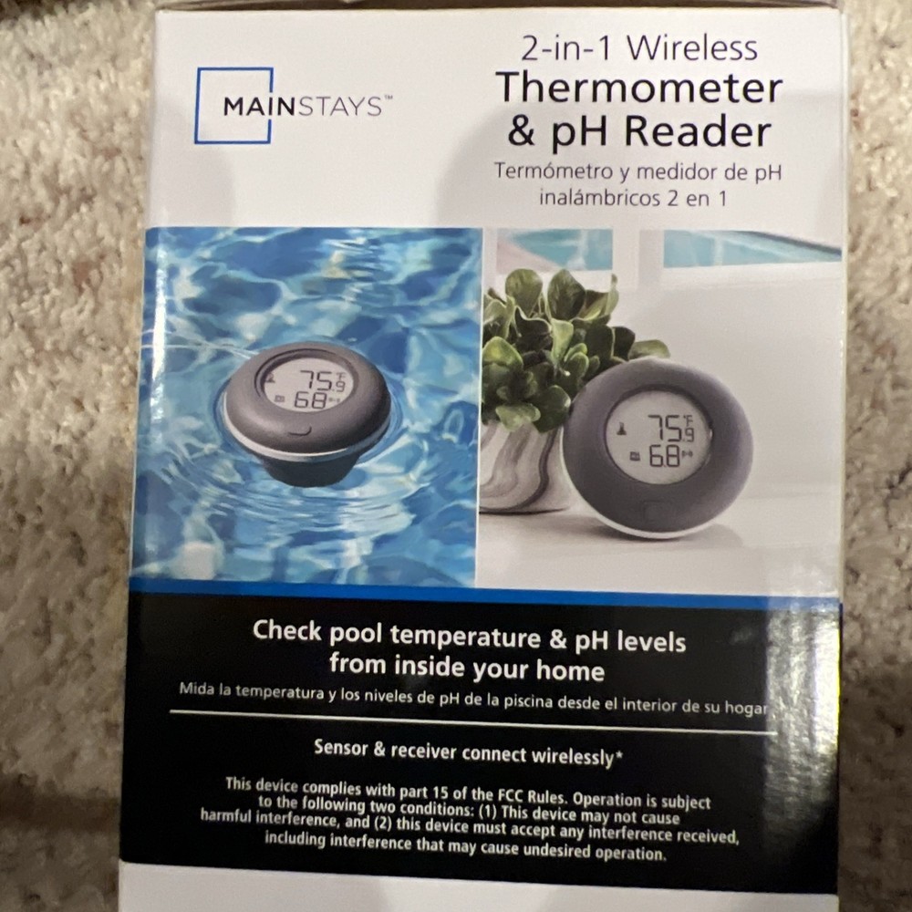 Mainstays 2-in-1 Wireless Pool Thermometer & pH Reader Indoor Display 160ft