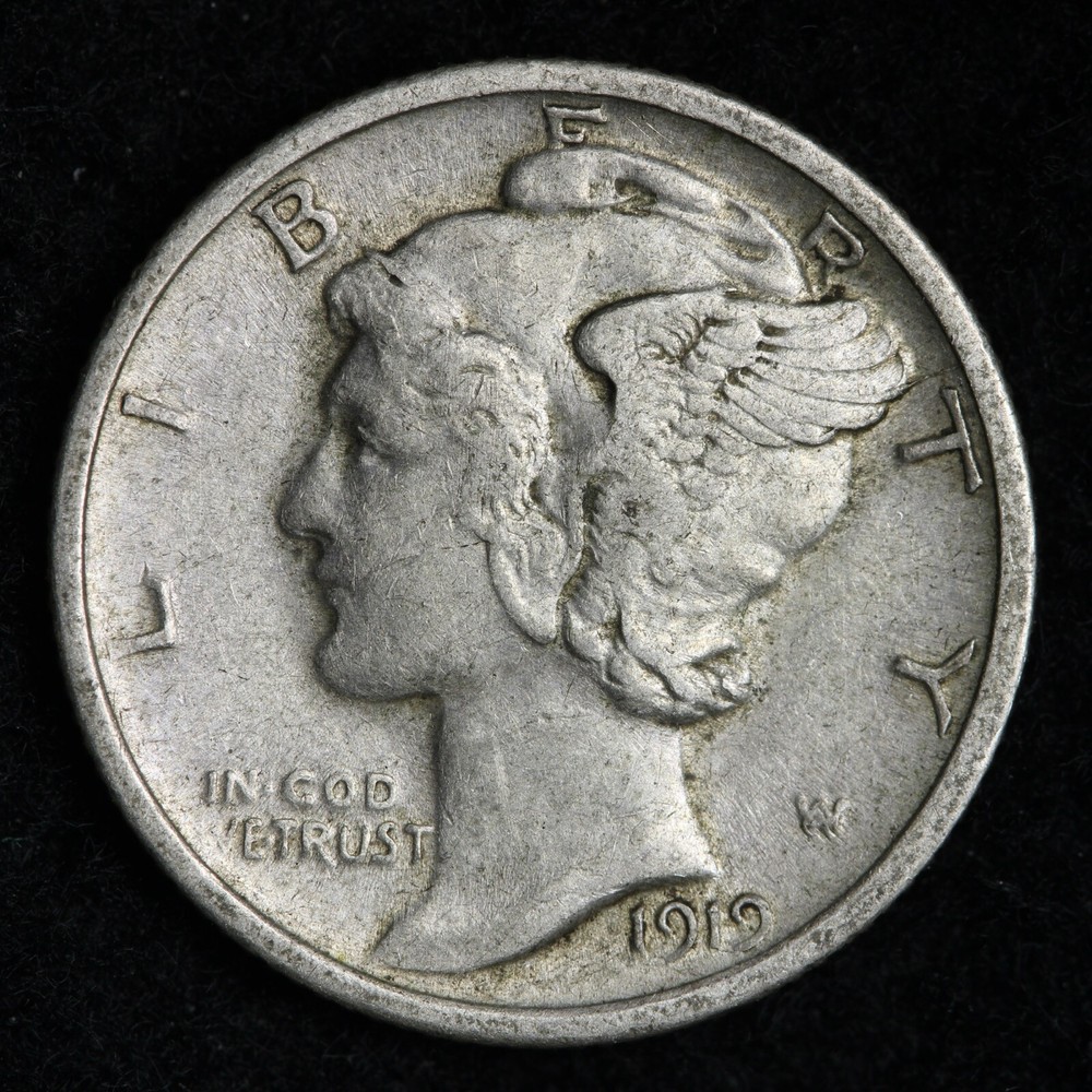 1919 Mercury Silver Dime CHOICE AU E309 AB