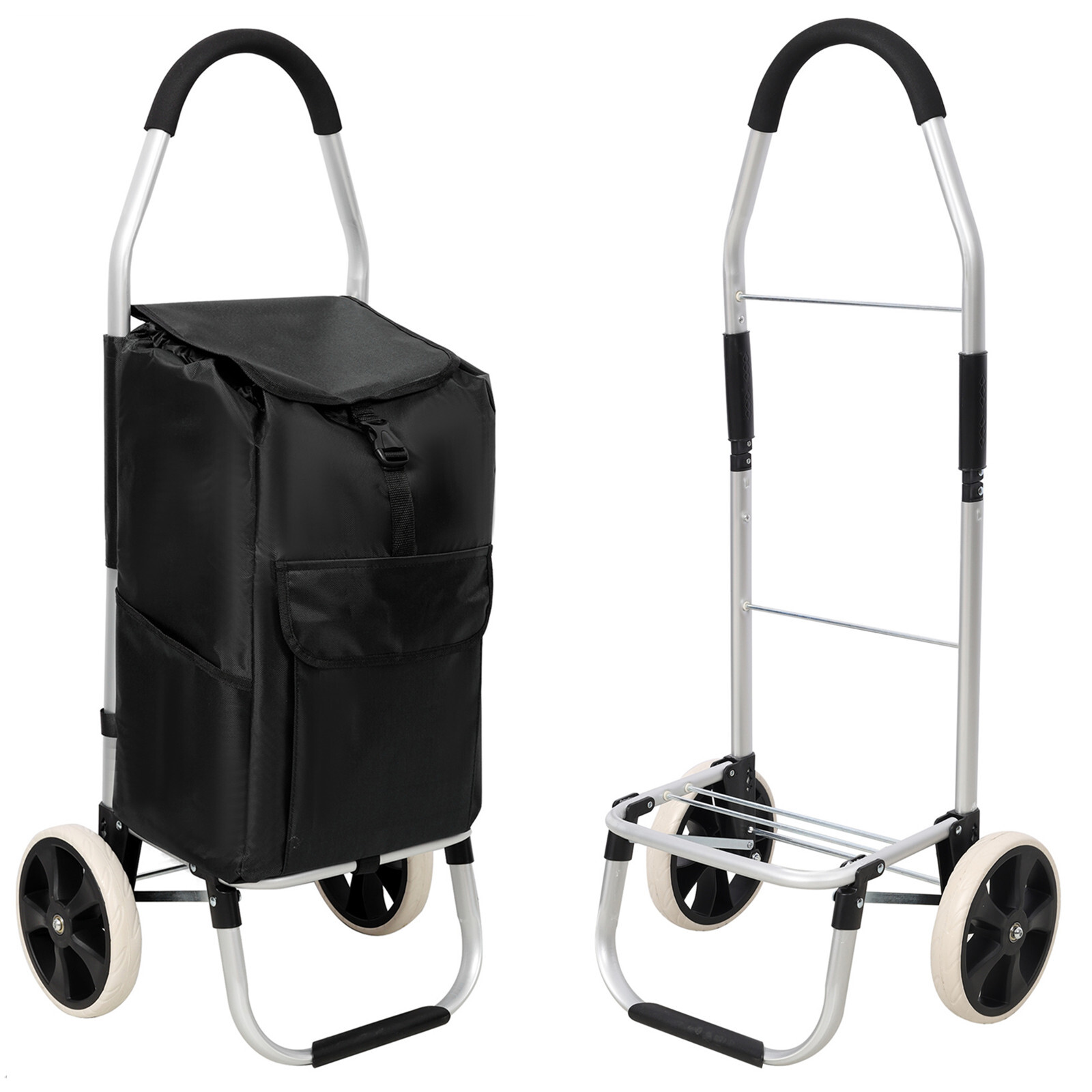 Trolley Dolly Foldable Shopping Cart for Groceries with Wheels and Removable Bag