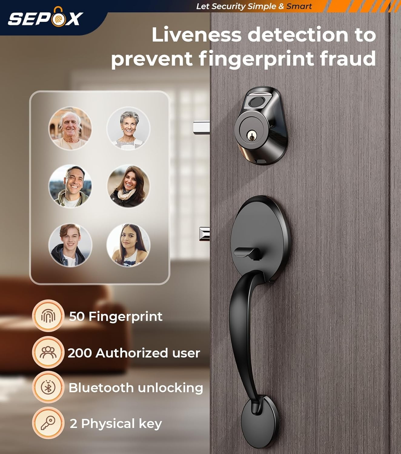 Security Smart Lock Fingerprint Keyless Entry Door Lock Wi-Fi Deadbolt Gateway A