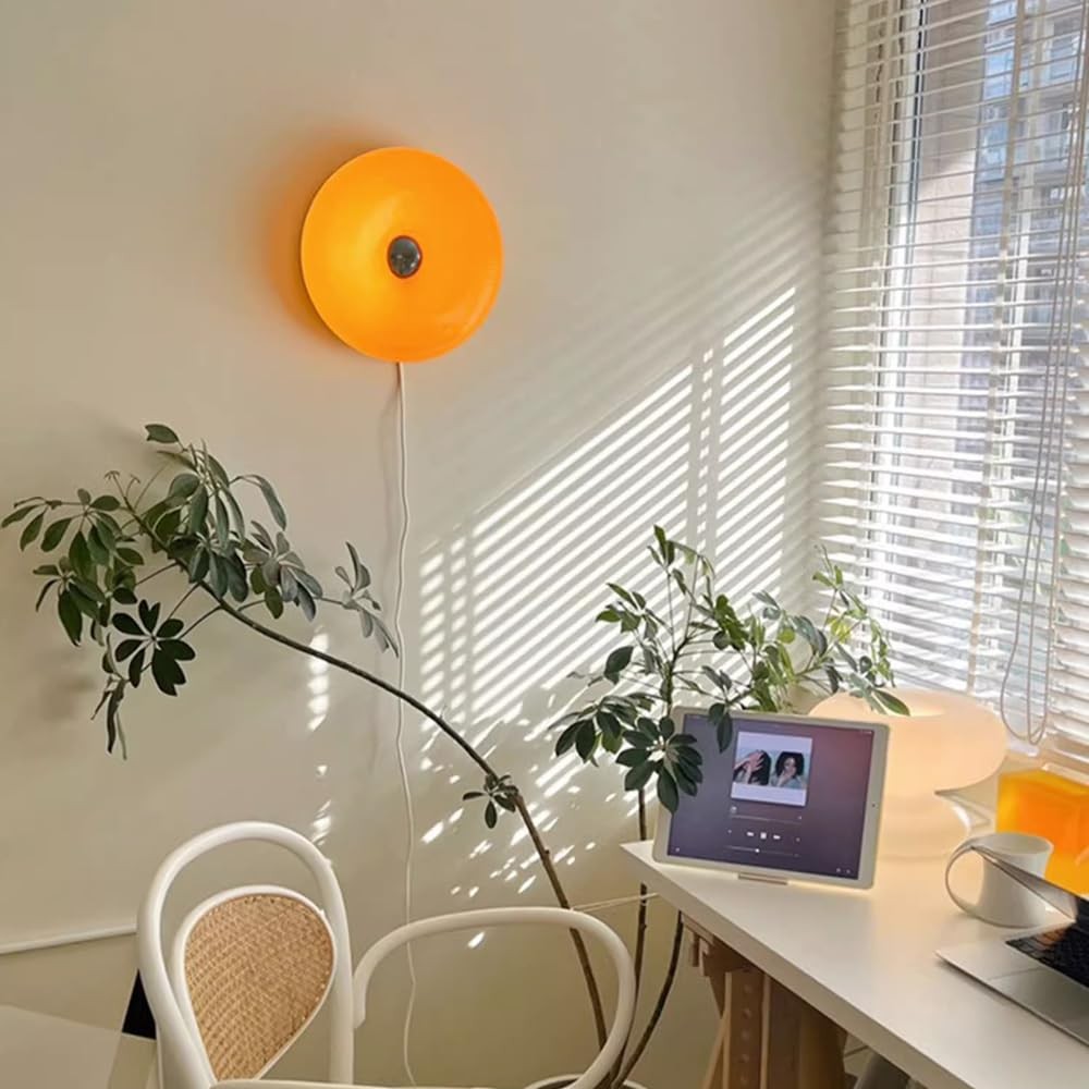 Modern Design Donut Table Lamp, LED Acrylic Lampshade with Durable Shade, Orange