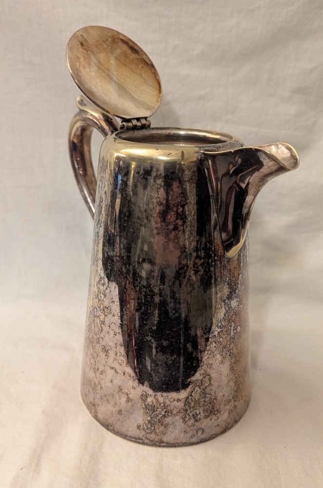 Large Antique J Bartleman & Son , Edinburgh , Silver Plate Coffee Pot Unpolished