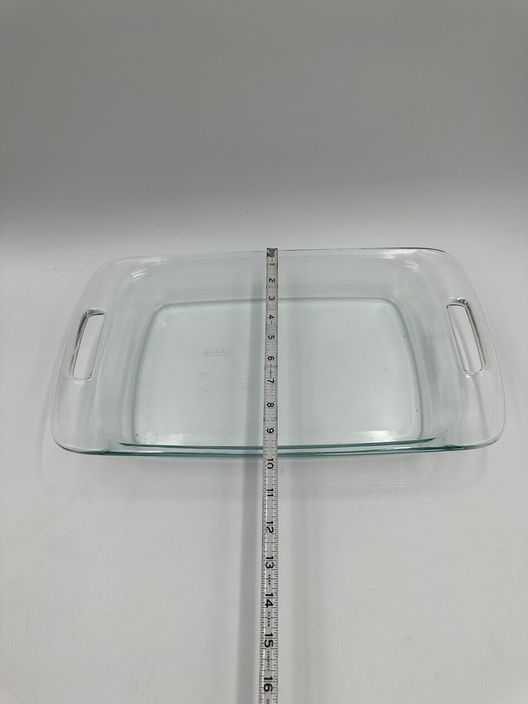 Pyrex Baking Glass Dish 9x13 3 Quart With Red Lid Handles C-233 USA Rectangular