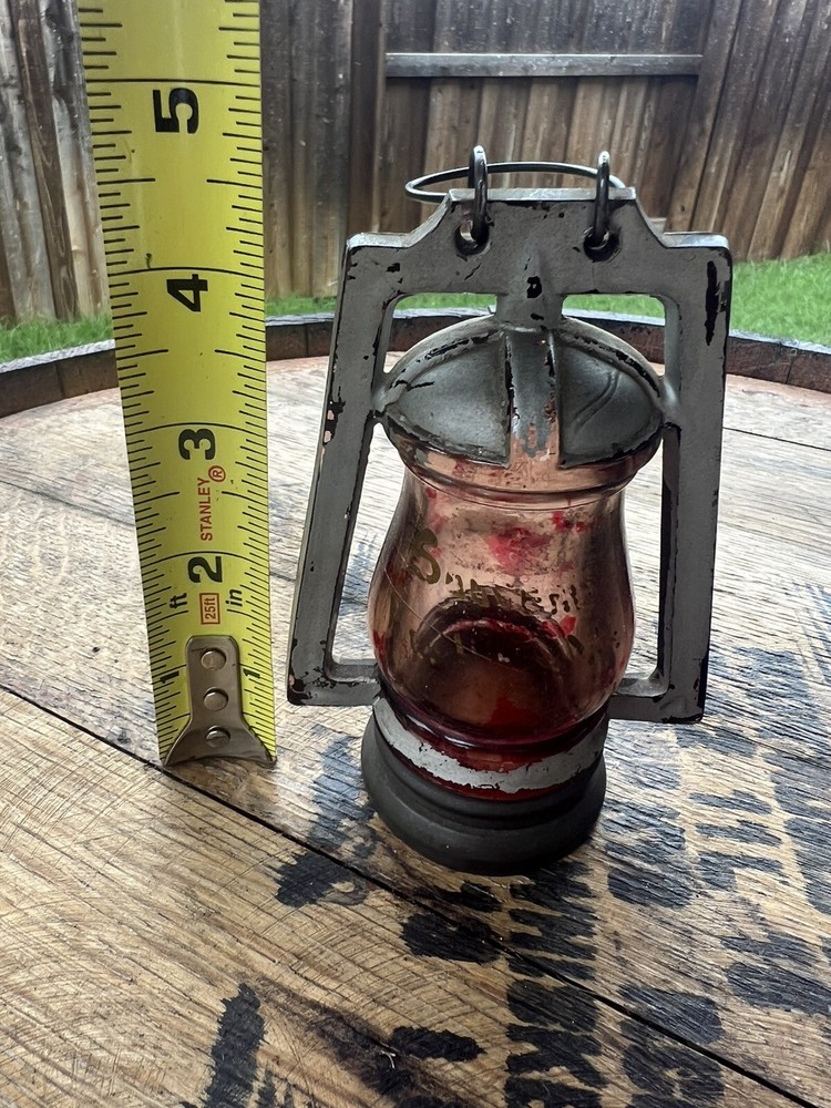 Antique Glass Oil Lantern Candy Container