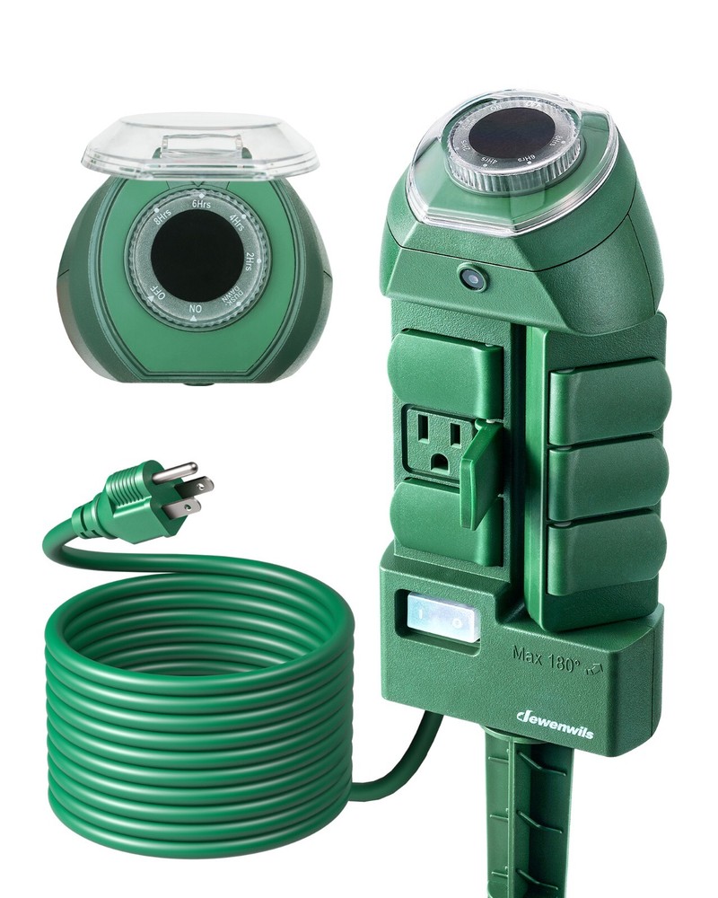 DEWENWILS Yard Stake Timer Dusk to Dawn, Weatherproof Countdown Light Timer,