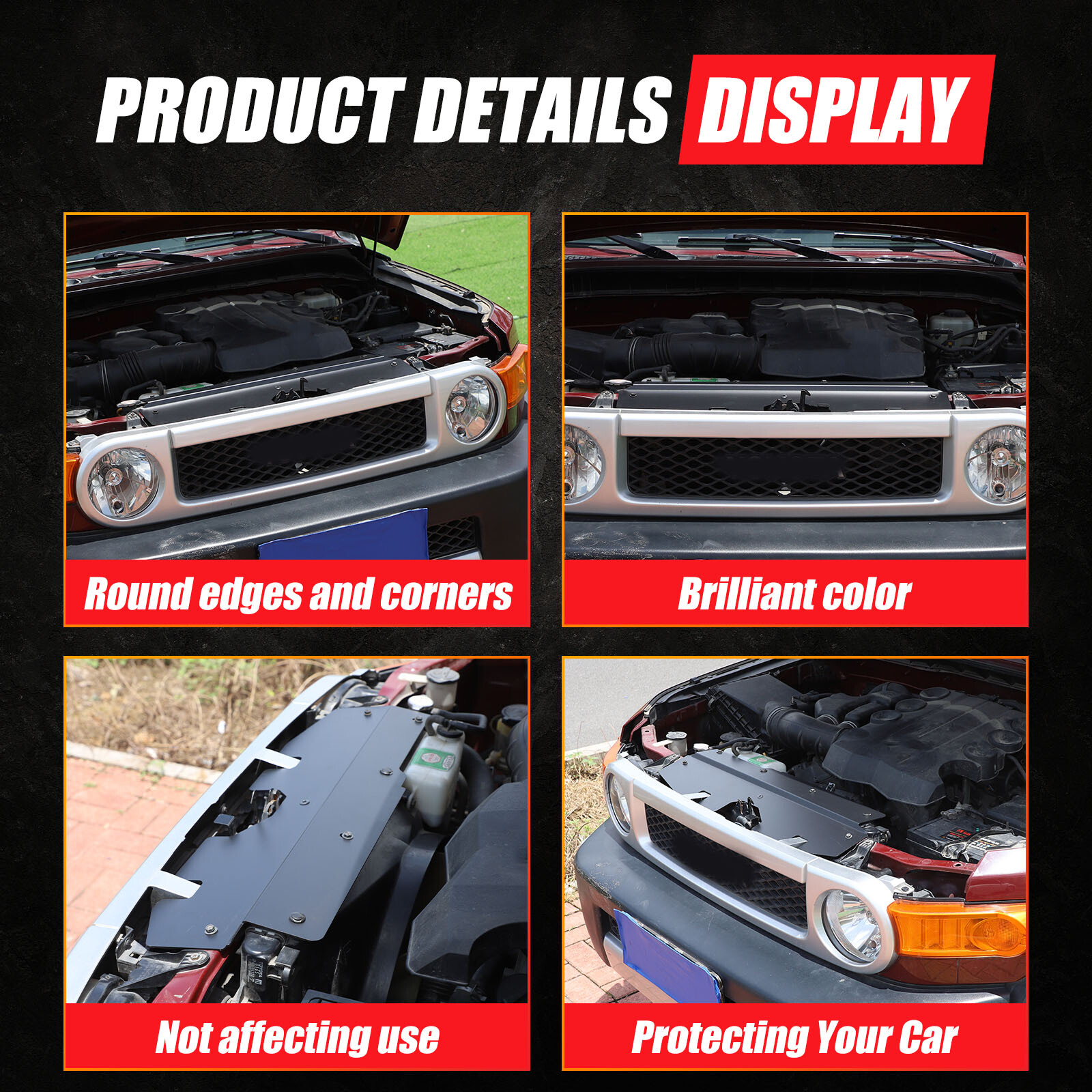 Aluminum Alloy Radiator Cooling Plate Black For Toyota FJ Cruiser 2007-2021 1PCS