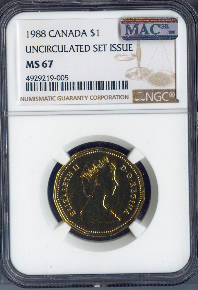 1988 Canada Loon Dollar $1 NGC MS67 MAC - Quality