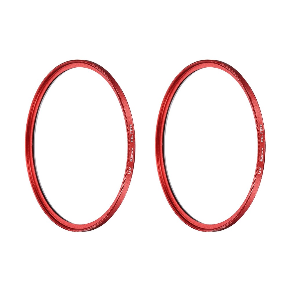 2Pcs 82mm Ultra Slim Lens Filter Multi Coating Camera Len Filter, Red