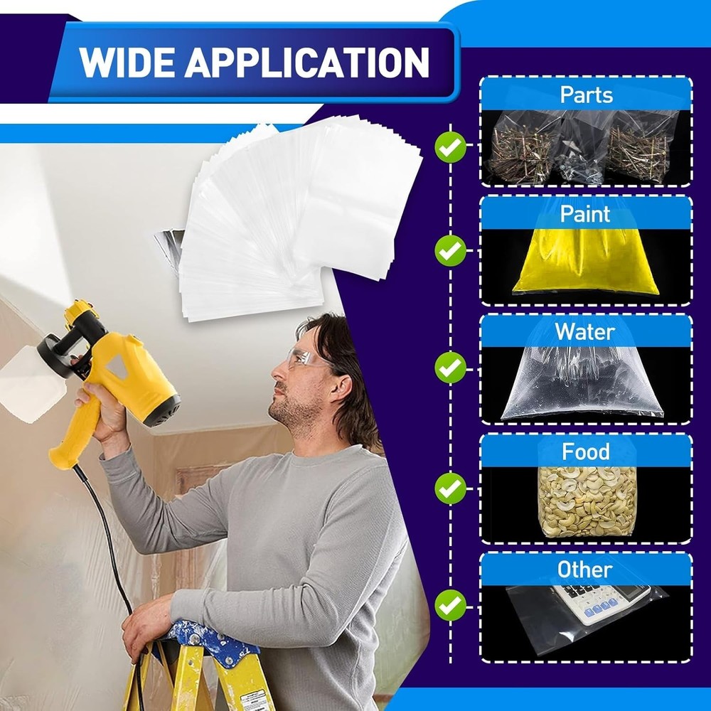 Durable 100-Count Paint Sprayer Bag Liners - 7.8'' x 11.8'' Easy Clean Solution