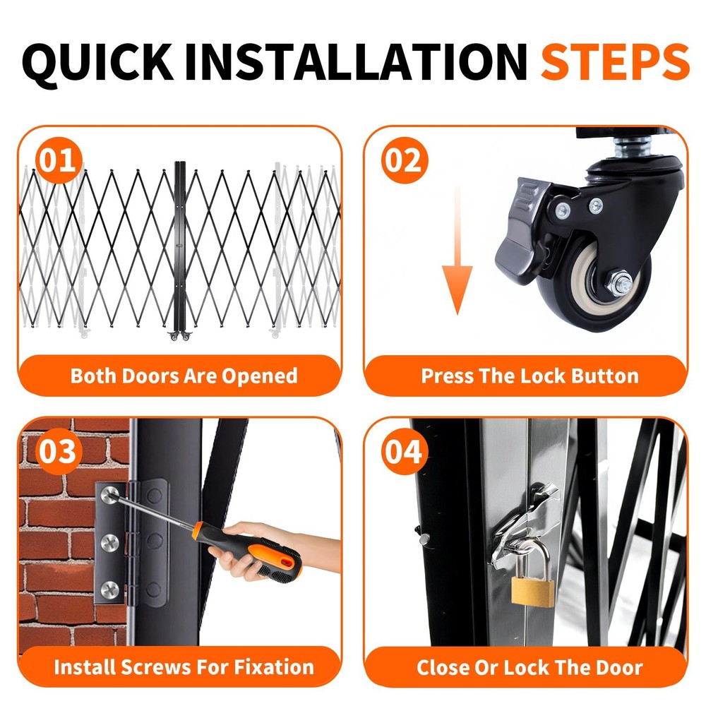 Double Folding Security Gate for Entry Security, Garage, Warehouse & Pool