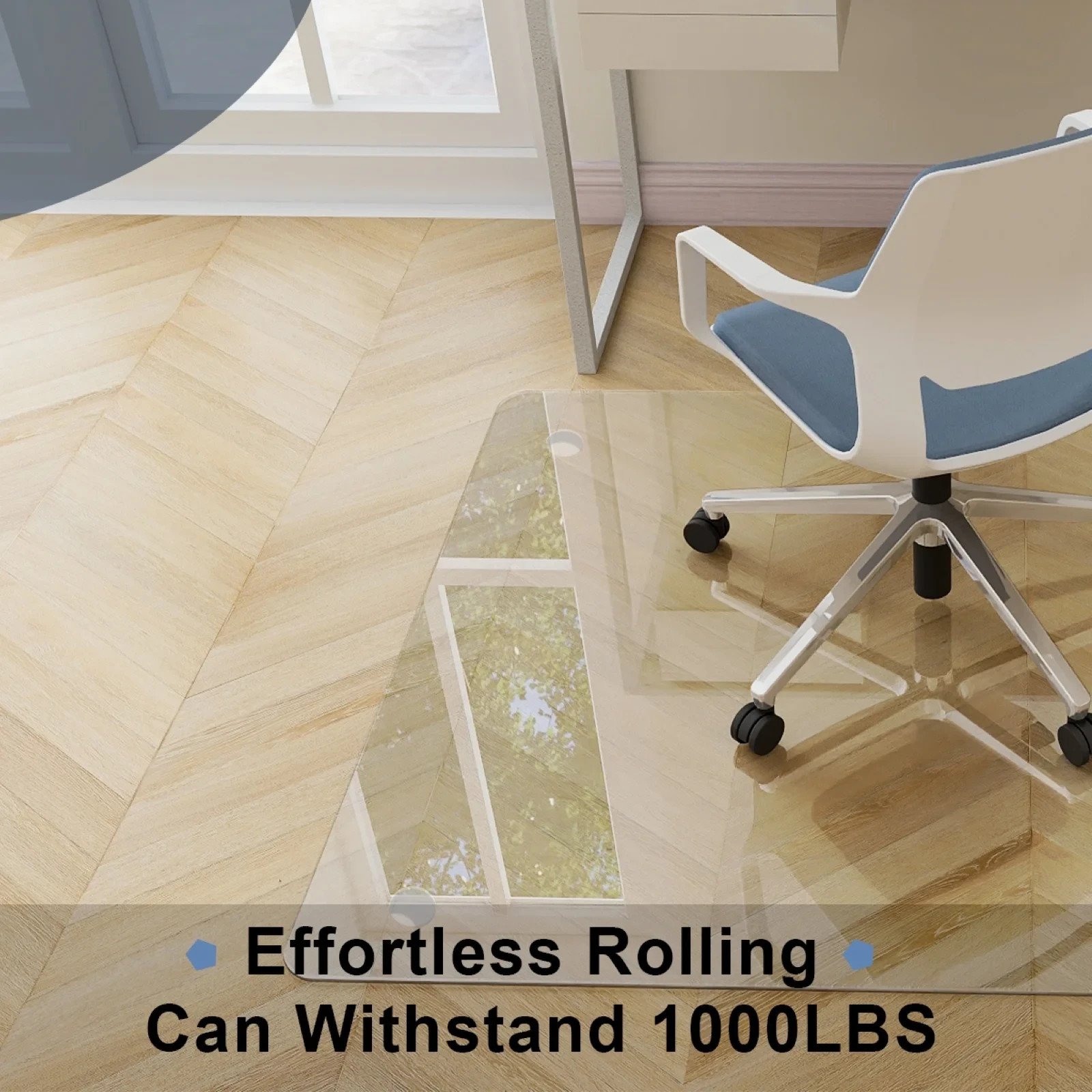 36.1" x 46" Heavy Duty Hard Tempered Glass Mat Glass Chair Mat,Clear