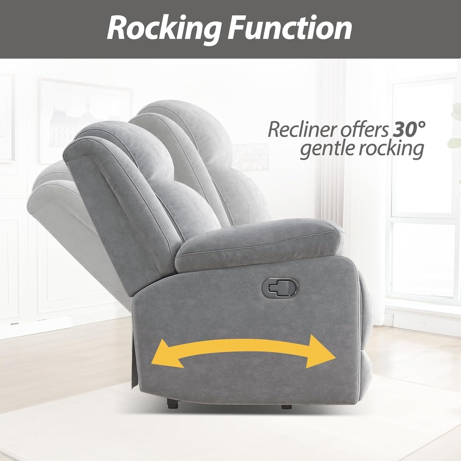 CANMOV Rocker Recliner Chair , Manual Recliners with Overstuffed Backrest