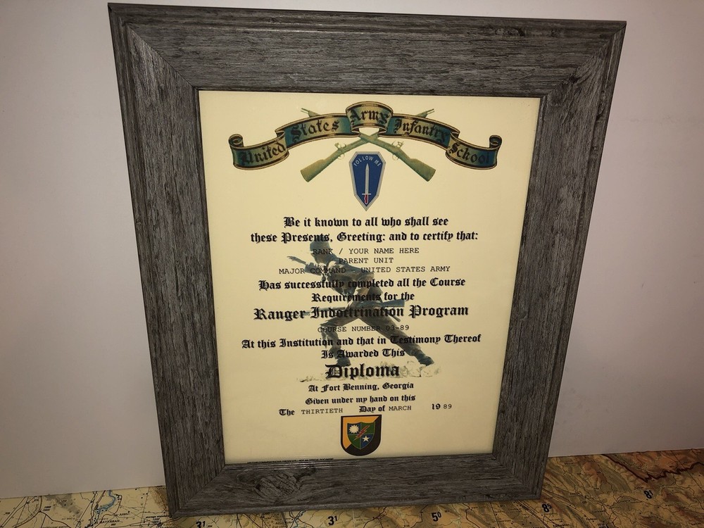 RANGER INDOCTRINATION PROGRAM DIPLOMA - U.S. ARMY / COMMEMORATIVE CERTIFICATE