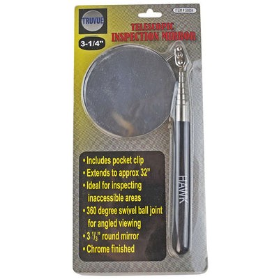 HAWK 3-1/4" Telescoping Inspection Mirror Swivel Head Extendable Tool