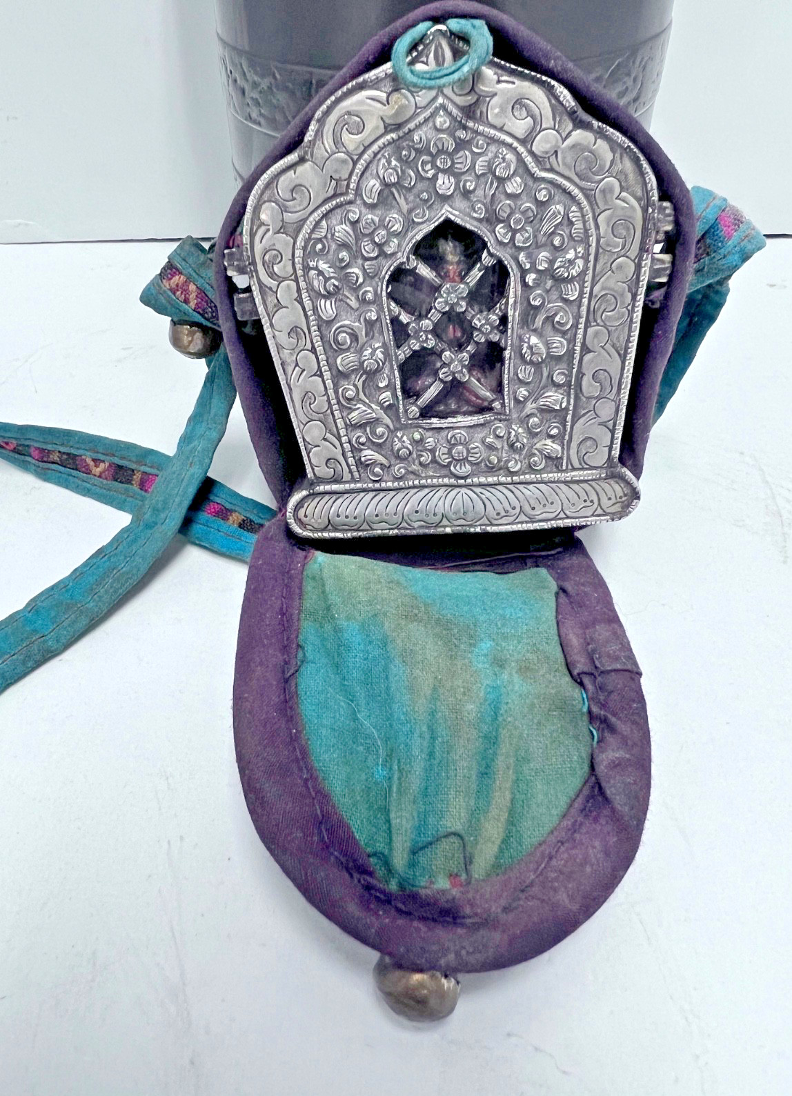 Early 20th Century Large Antique Tibetan Ghau Prayer Box with Three Buddha