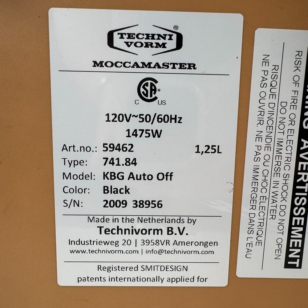 Technivorm Moccamaster KBG 59462 Auto Off Coffee Maker - Black - Tested Working
