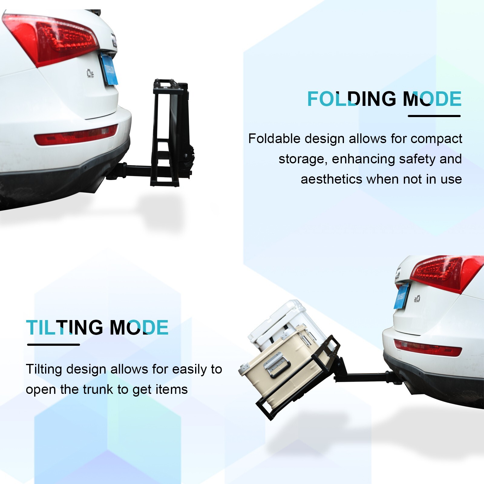 TOOENJOY 59'' Foldable Hitch Mount Cargo Carrier Luggage Basket Fits 2" Receiver