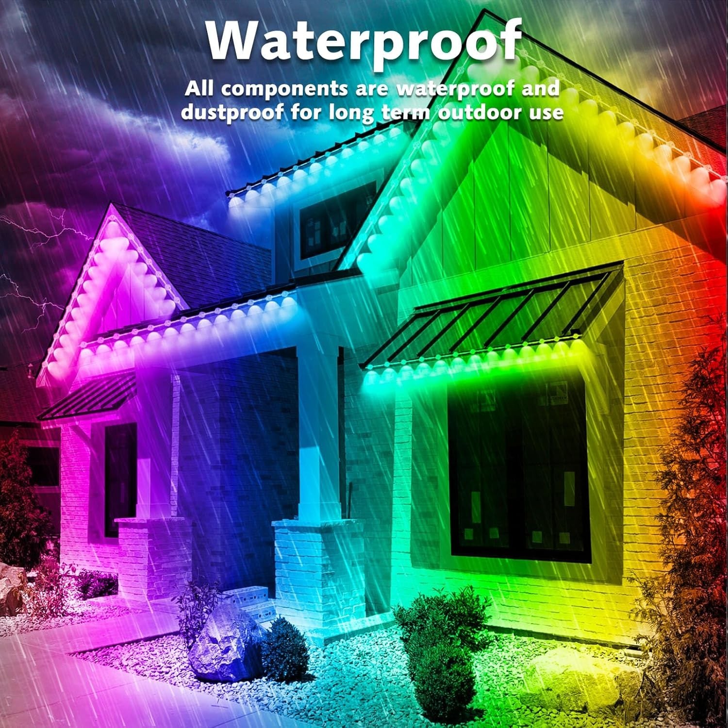 100FT Permanent Outdoor RGB Lights,Waterproof Smart LED Eaves Lights