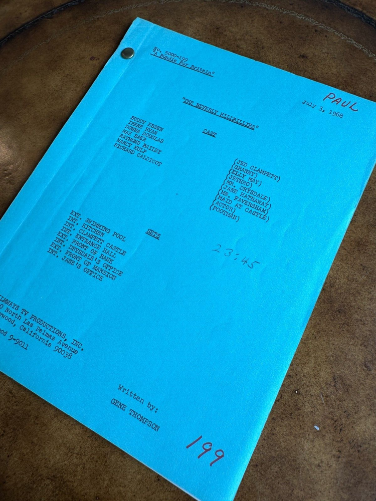 Original THE BEVERLY HILLBILLIES Tv Script - A Bundle For Britain 1968