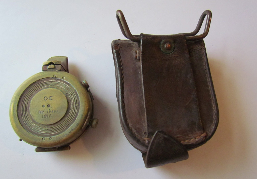 1918 US Engineer Corps WWI Compass C-E No 10996 Solid Brass Antique With Case