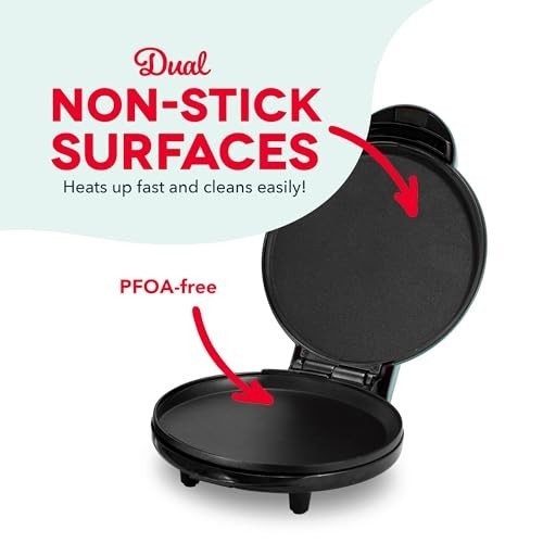 Round Electric Pancake Maker & Egg Griddle - Nonstick Breakfast System - Quick H