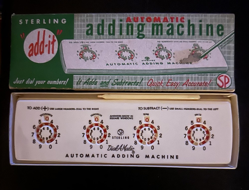 Sterling Add-it Automatic Adding Machine DialA-Matic W/ Box Intact Stylus Works