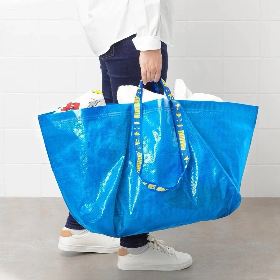 2PC IKEA Frakta LargeSize Shopping Bag Blue Sturdy Laundry Grocery Durable-19Gal
