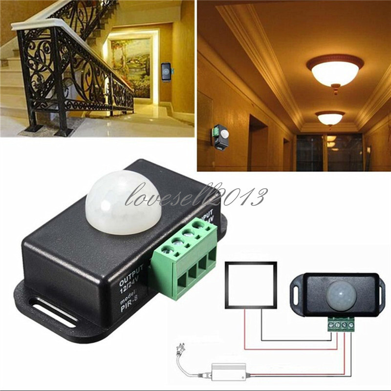 DC 12V-24V 8A Automatic Infrared PIR Motion Sensor Switch For LED light Stylish