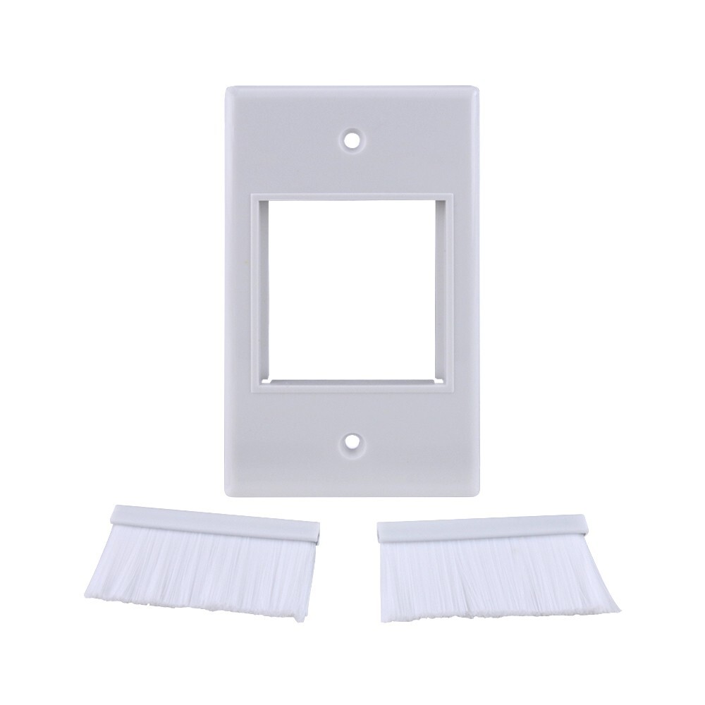 Construct Pro WideMouth Brush Wall Plate Cable Management (White Plate & Brush)