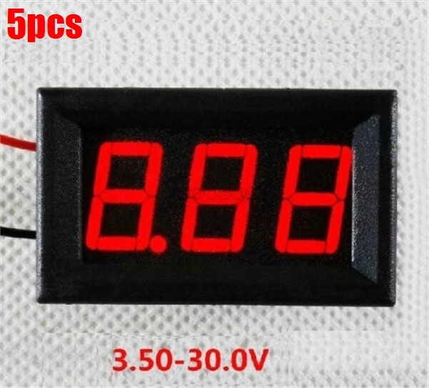 5Pcs 0.56'' 3.5V-30V Variable Precision Digital Voltmeter Red Color ay