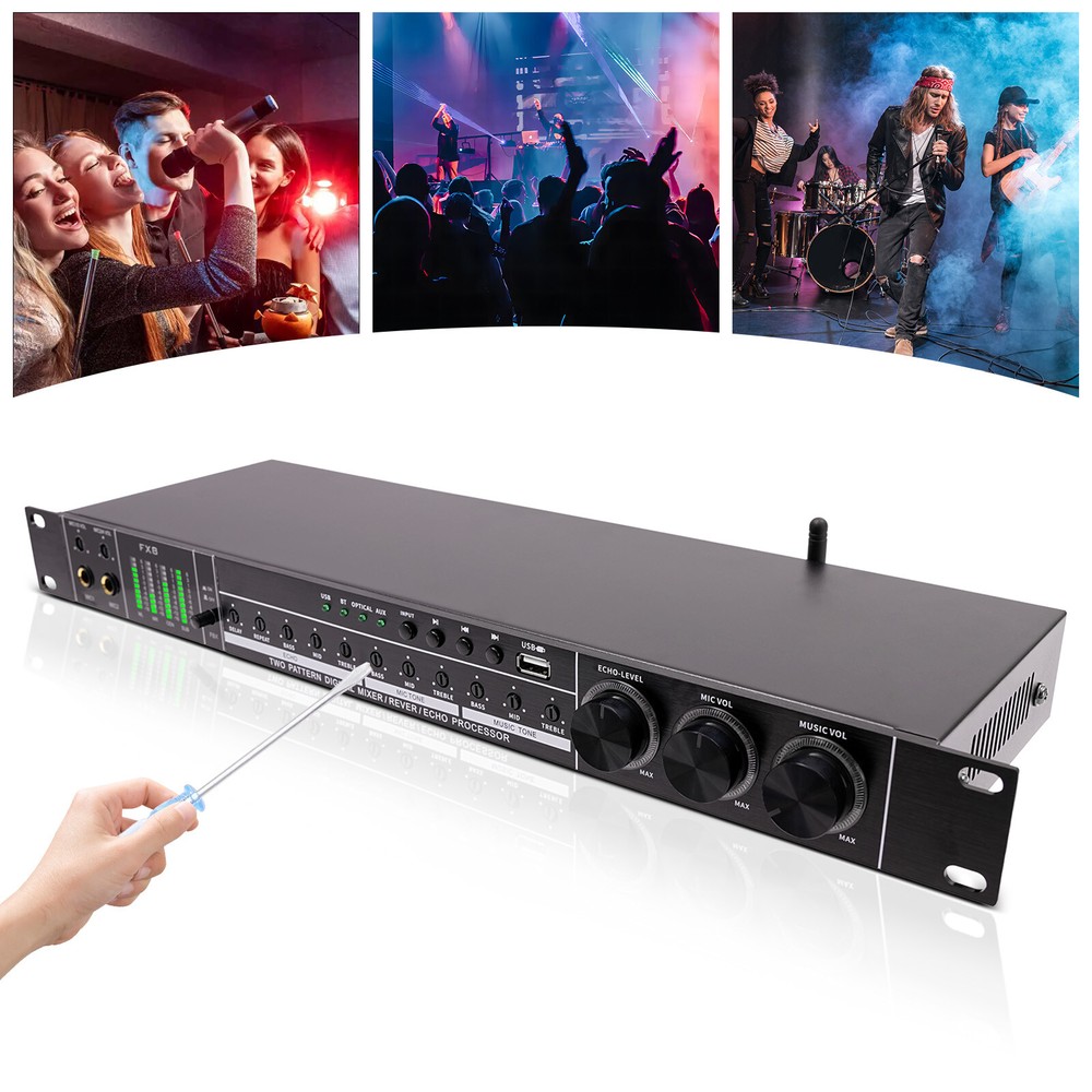 USB Audio Processor Mixer Professional Anti-howling Audio Processor w/ Bluetooth