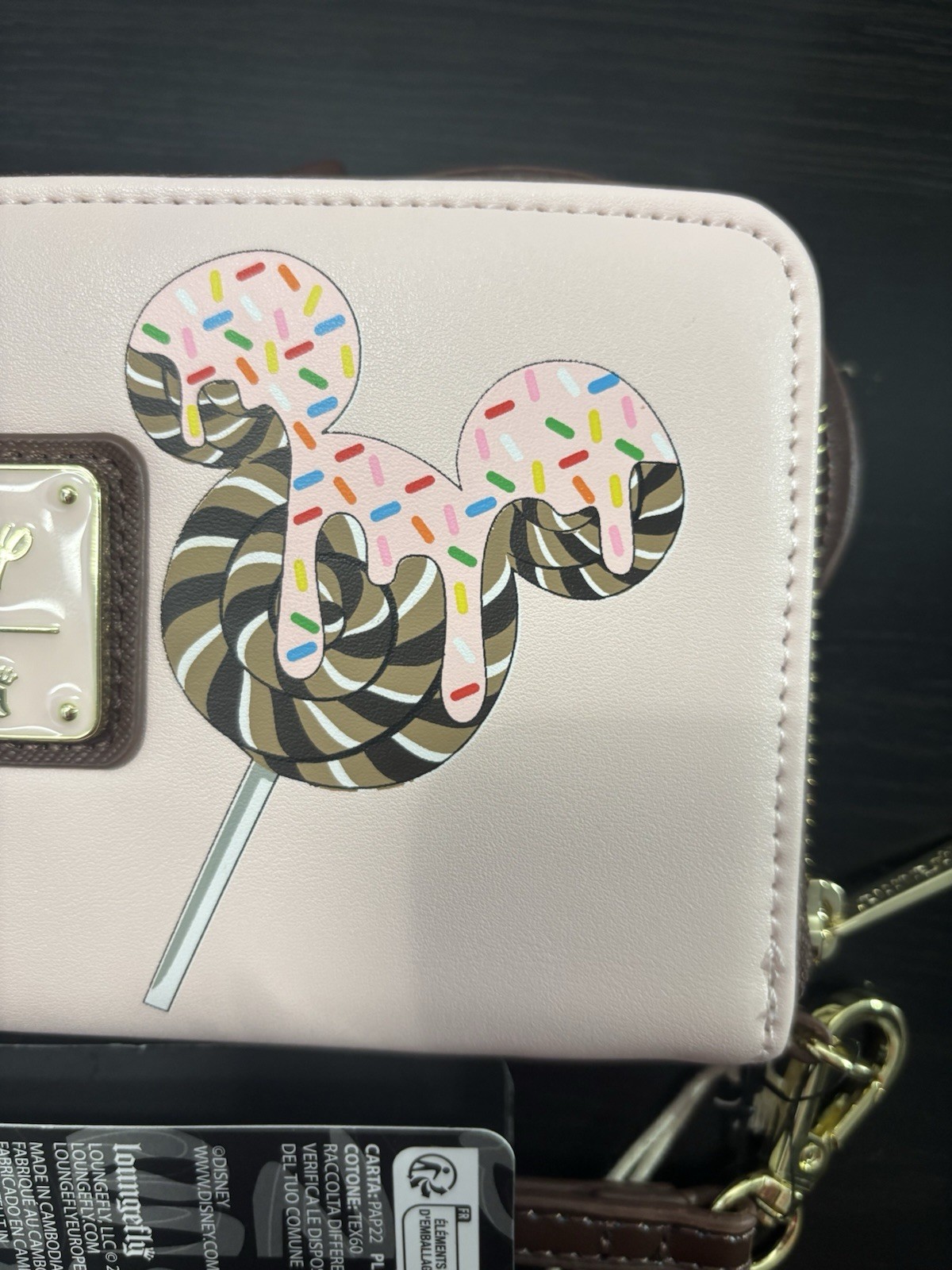 Loungefly Disney Minnie Mouse Chocolate Pink Lollipop Ears Wallet with Bow NWT