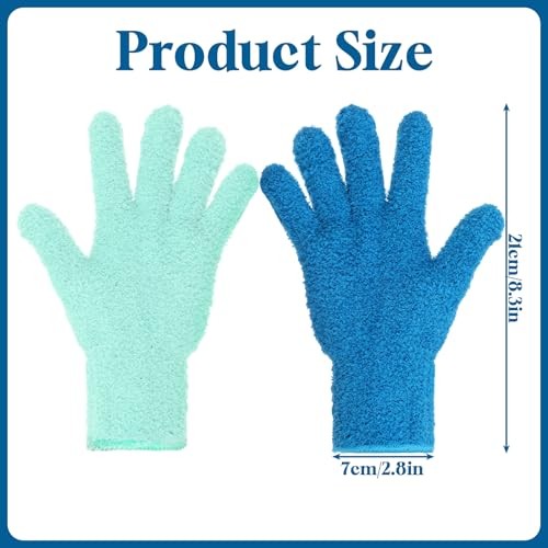 2 Pairs Microfiber Gloves, Reusable Dusting Gloves, Washable Microfiber