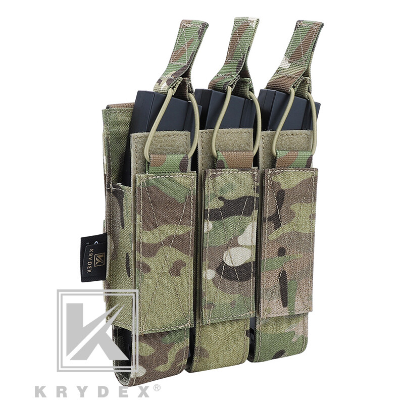 KRYDEX Triple Open Top Magazine Pouch Tactical Mag Carrier Holder MOLLE Back