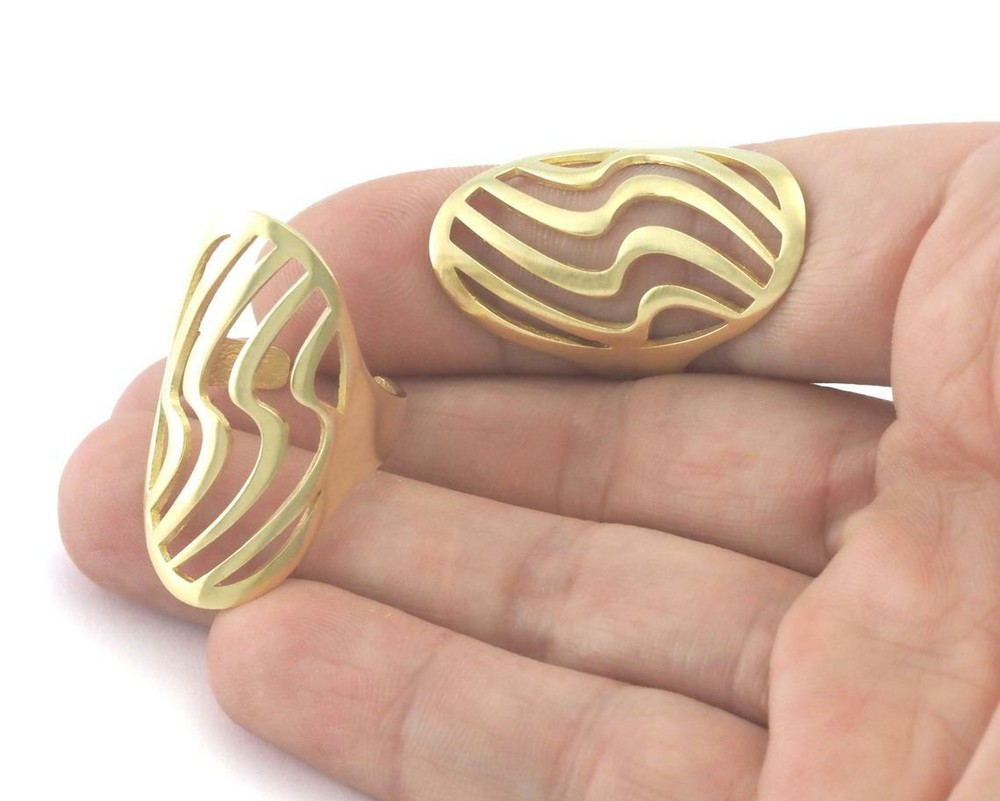 Thunders thunder oval statement adjustable ring Raw brass (5 - 8US size) 4341