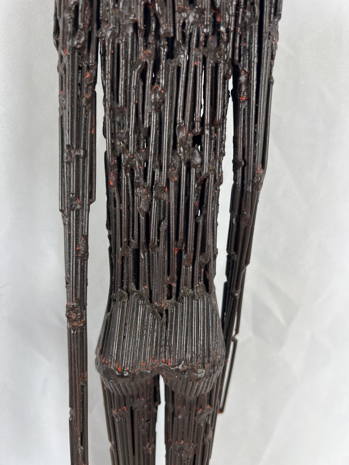 Brutalist Male Welded Nail Art Sculpture Modernist Metal 27” Giacometti Style