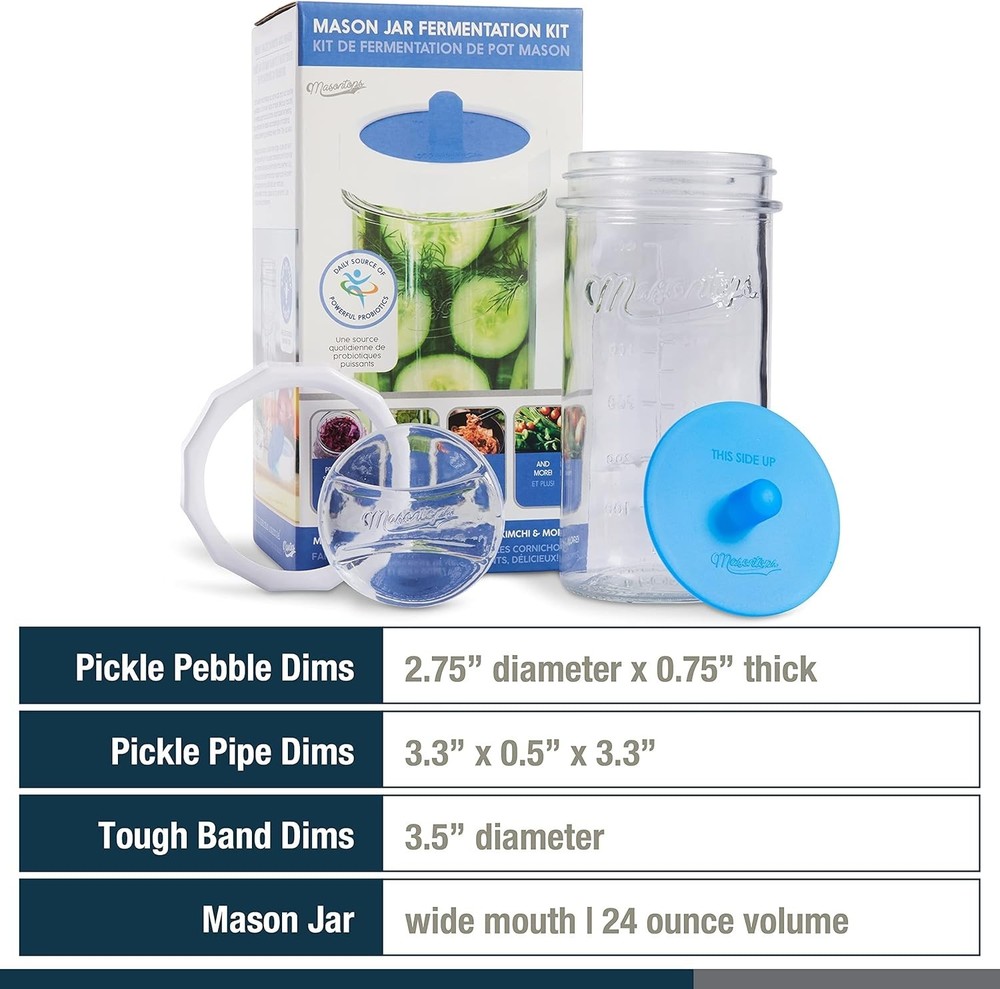 Fermentation Jar Starter Set, Easy Vegetable Fermentation Kit, Includes Mason...