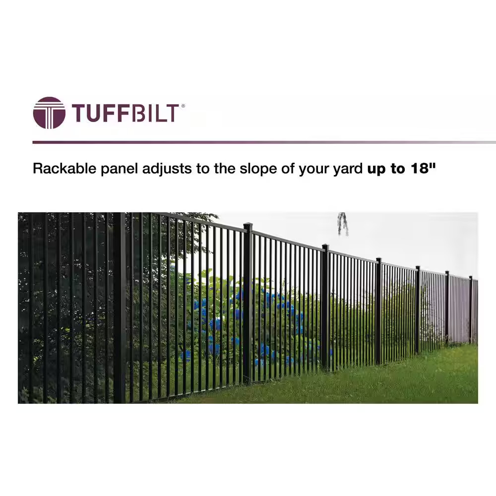 Mitchell 5 Ft. H X 6 Ft. W Black Aluminum Pre-Assembled Flat Top Spaced Picket F