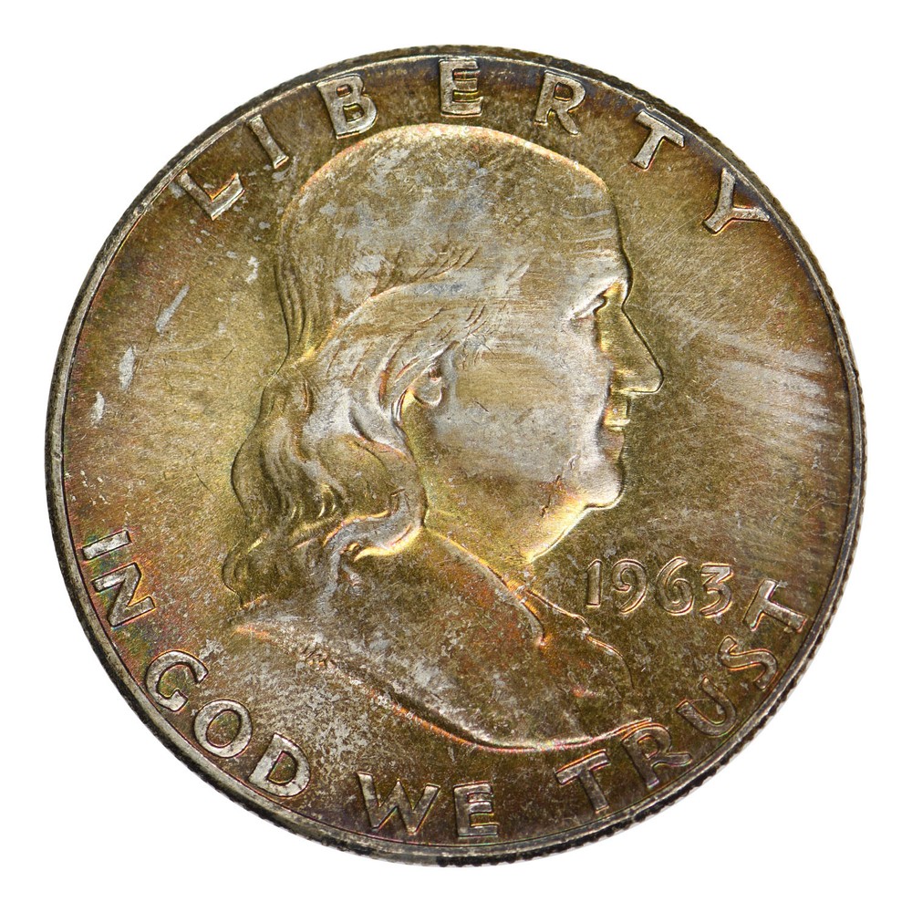 1963 Franklin Half Dollar Mint State Condition Toner