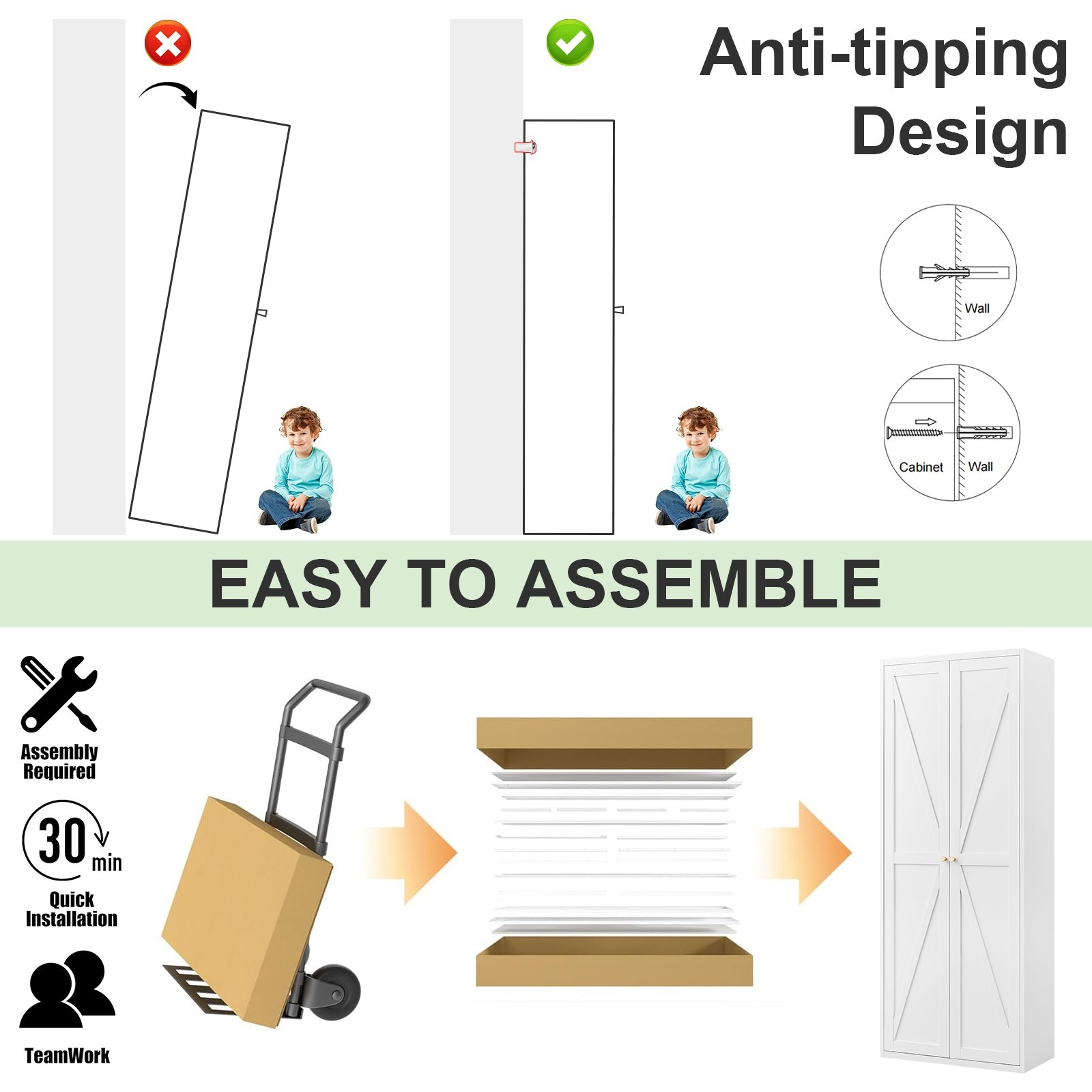 71" Tall Metal Kitchen Pantry Storage Cabinets with Doors and Shelves, Cupboard