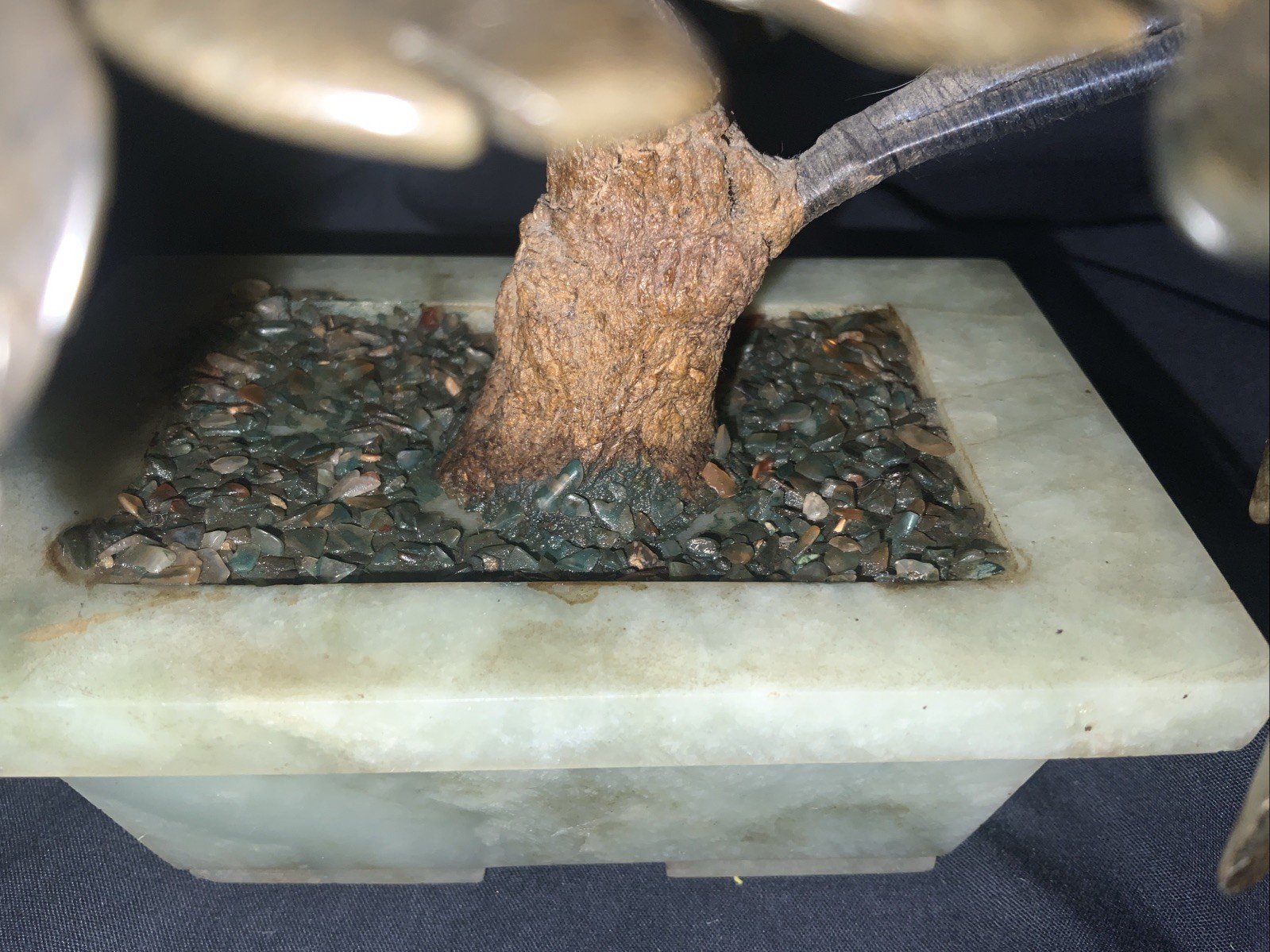 Vtg MCM Jade Agate Carnelian Quartz Large Bonsai Tree