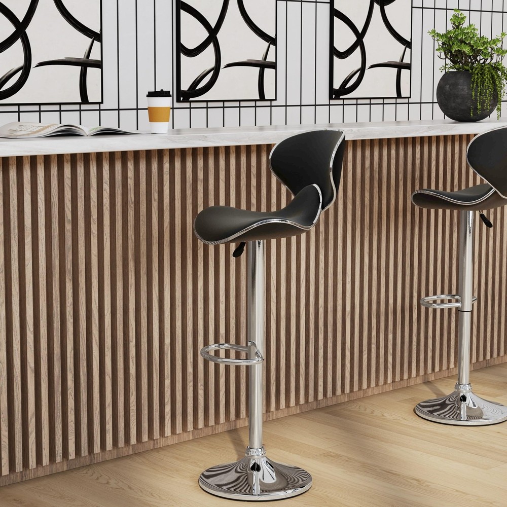 Furniture PU, Chrome/Black Barstool